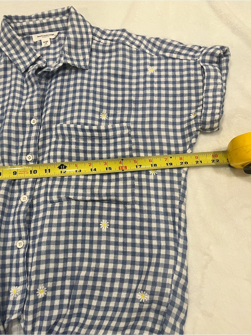 beachlunchlounge Daisy Gingham Tie-Front Top - XS - Picture 6 of 7